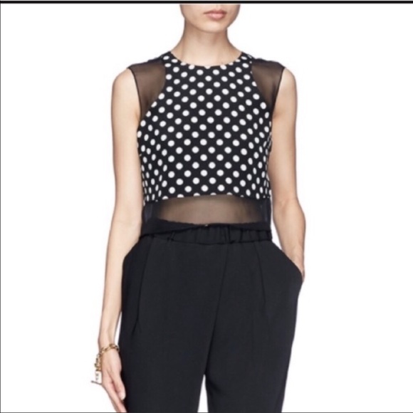 Elizabeth and James Enno Polka Dot Silk Crop Top - Picture 2 of 10